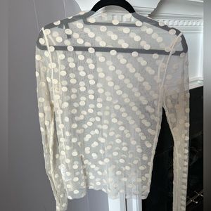 Topshop white / ivory Sheer Long sleeve polka dot top. US Size 4